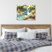 Kanada Geese inmitten der weinenden Willows 20x16 Leinwanddruck (Insitu (Schlafzimmer))