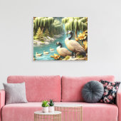 Kanada Geese inmitten der weinenden Willows 20x16 Leinwanddruck (Insitu (Wohnzimmer))