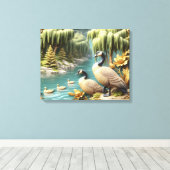 Kanada Geese inmitten der weinenden Willows 20x16 Leinwanddruck (Insitu (Holzboden))