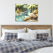 Kanada Geese inmitten der weinenden Willows 24x18 Leinwanddruck (Insitu (Schlafzimmer))