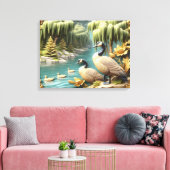Kanada Geese inmitten der weinenden Willows 24x18 Leinwanddruck (Insitu (Wohnzimmer))