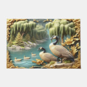Kanada Geese inmitten der weinenden Willows 36x24 Fußmatte (Vorderseite)