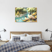Kanada Geese inmitten der weinenden Willows 36x24 Leinwanddruck (Insitu (Schlafzimmer))