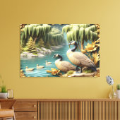 Kanada Geese inmitten der weinenden Willows 36x24 Leinwanddruck (Insitu (Wohnzimmer))
