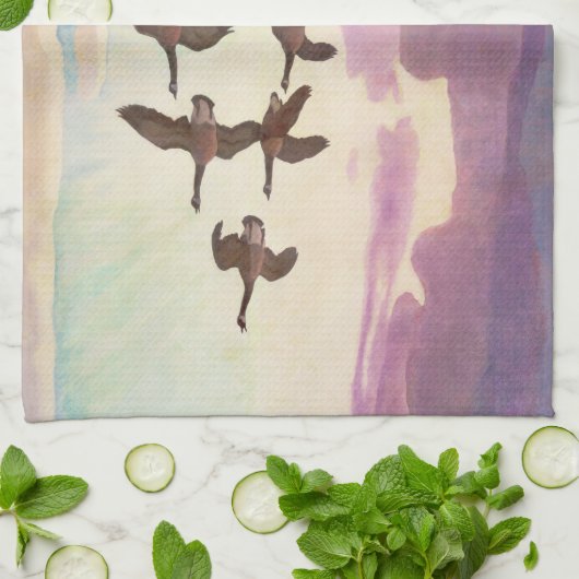 Kanada Geflügel im Frühjahr von Newell Convers Wye Geschirrtuch (Gefaltet)