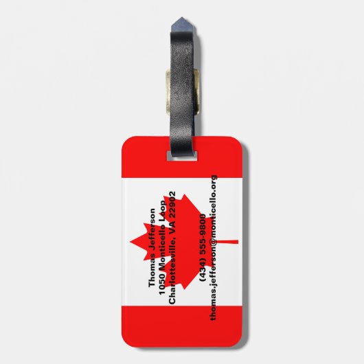 Kanada Gepäckmarke Gepäckanhänger (Rückseite vertikal)