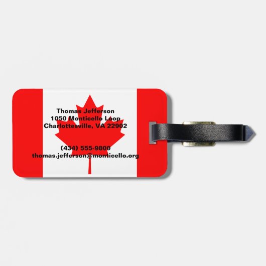 Kanada Gepäckmarke Gepäckanhänger (Rückseite horizontal)