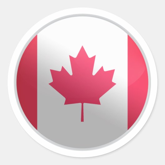 Kanada-Glossy-Circle-Flag Runder Aufkleber (Vorderseite)