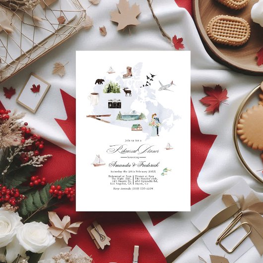 Kanada Hochzeit in Urlaubsort Probe Dinner Einladung