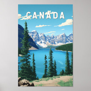 Kanada Illustration Travel Art Vintag Poster