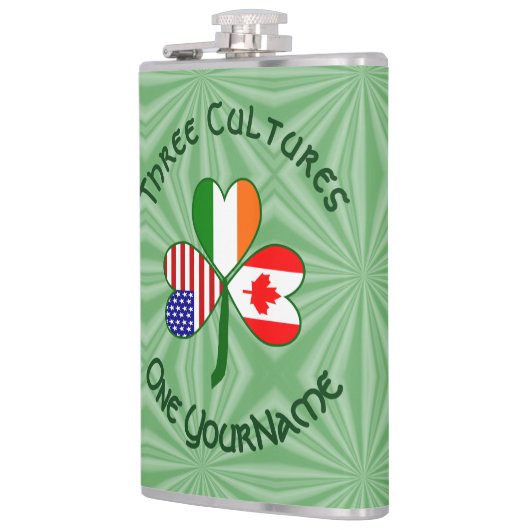 Kanada Irland USA Kleeblatt Flag Personalisiert Flachmann (Links)