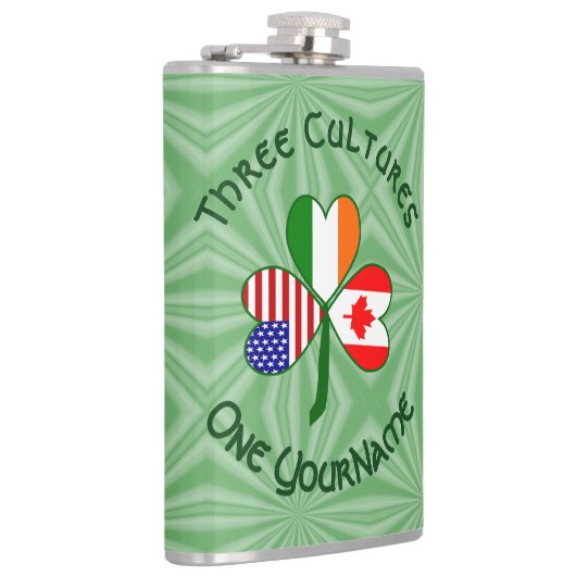 Kanada Irland USA Kleeblatt Flag Personalisiert Flachmann (Rechts)