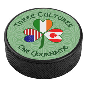 Kanada Irland USA Kleeblatt Flagge Personalisiert Eishockey Puck