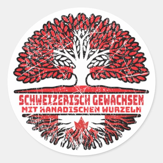Kanada Kanadisch Schweizer Schweiz Baum Wurzel Runder Aufkleber (Vorderseite)