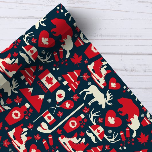 Kanada Kanadisches Weihnachts-Elsenmuster Geschenkpapier