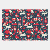 Kanada Kanadisches Weihnachts-Elsenmuster Geschenkpapier Set (Vorderseite)