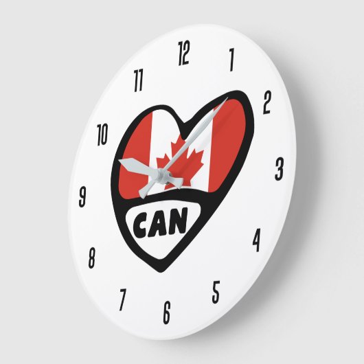 Kanada Ländercode CAN Flaggenherz Große Wanduhr (Winkel)