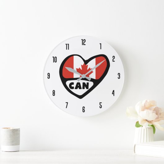Kanada Ländercode CAN Flaggenherz Große Wanduhr (Zuhause)