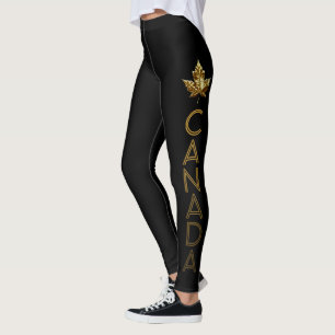 Kanada Leggings Gold Canada Mapsleaf Pants