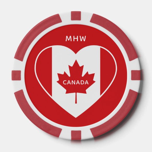 Kanada Liebe Custom Monogram Poker Chips (Vorderseite)