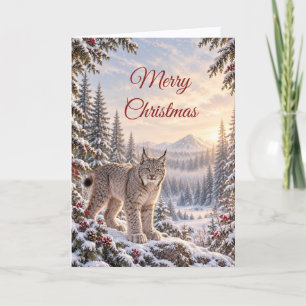 Kanada-Luchs-Wald-Weihnachten-Tierwelt Feiertagskarte