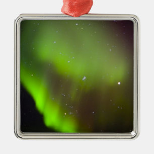 Kanada, Manitoba, Churchill. Aurora Borealis in Ornament Aus Metall