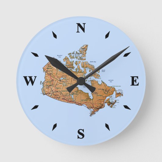 Kanada Map Clock Runde Wanduhr (Vorderseite)