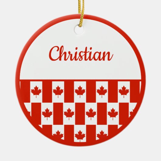 Kanada Maple Leaf Kanadisches Flaggenmuster Weihna Keramik Ornament (Vorne)