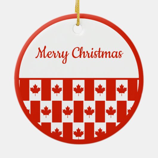 Kanada Maple Leaf Kanadisches Flaggenmuster Weihna Keramik Ornament (Hinten)