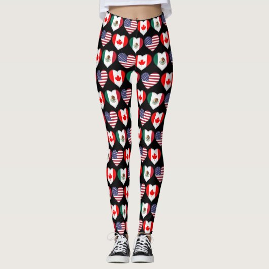 Kanada Mexiko USA 2026 Länderflaggen Leggings (Vorderseite)