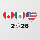 Kanada Mexiko USA Gastgeber Fußballturnier 2026 Fensteraufkleber (Blatt)