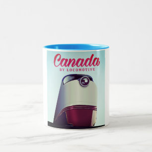 Kanada Mit der Lokomotive 1950er Jahre Zugplakat Zweifarbige Tasse