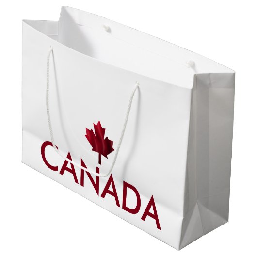 Kanada mit rotem Ahornblatt Große Geschenktüte (Vorderseite Schrägansicht)