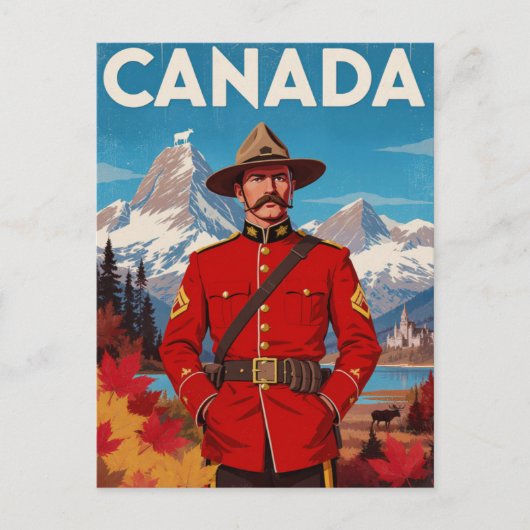Kanada Mountie Vintage Kunst Postkarte (Vorderseite)