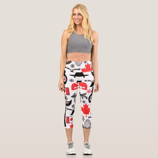Kanada-Muster Capri Leggings (Vorderseite)