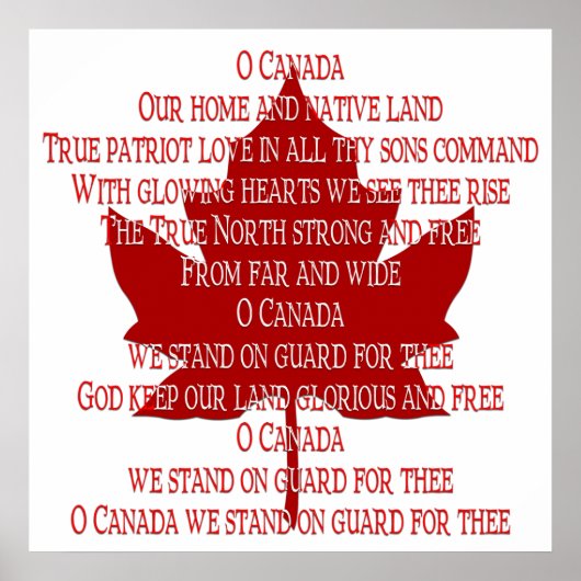 Kanada Poster Canada Anthem Souvenir Print (Vorne)
