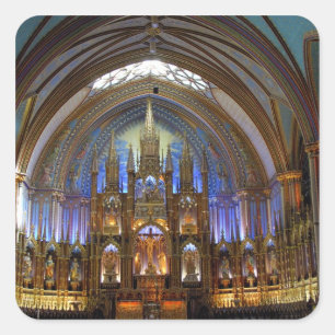 Kanada, Quebec, Montreal. Innenraum von Notre 2 Quadratischer Aufkleber