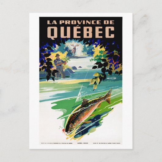 Kanada Quebec Vintage Poster wiederhergestellt Postkarte (Vorderseite)