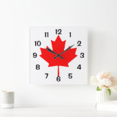 Kanada Red Maple Leaf Quadratische Wanduhr (Zuhause)