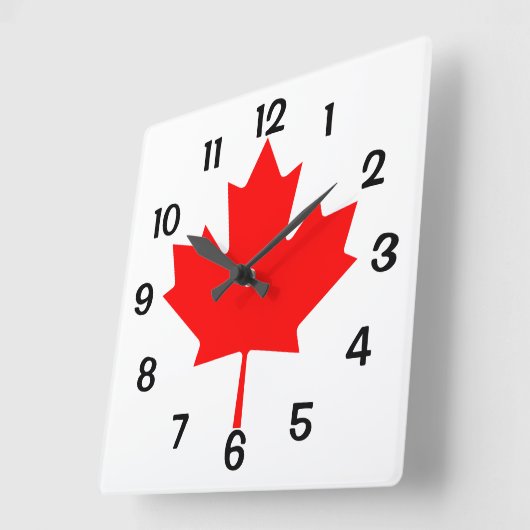 Kanada Red Maple Leaf Quadratische Wanduhr (Winkel)