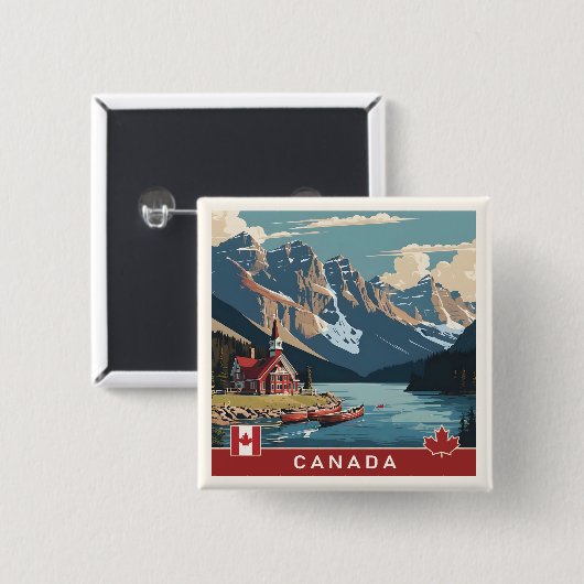 Kanada Reiseplakat Button (Vorne & Hinten)