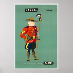 Kanada Reiseplakat Mountie Art Qantas Airline Poster