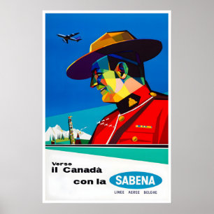 Kanada Reiseplakat Sabena Airlines Art Mountie Poster