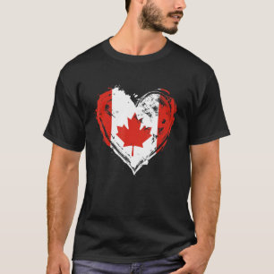 Kanada Retro Heart Flag Canadian Maple Leaf T-Shirt