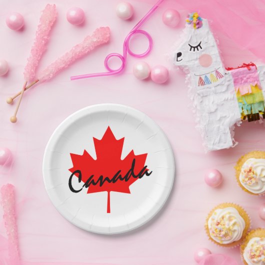Kanada-Rotahorn-Blatt Pappteller (Party)