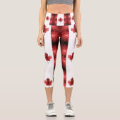 Kanada - rote Glitzern Capri Leggings (Vorderseite)
