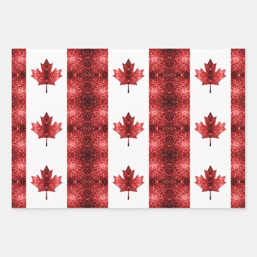 Kanada - rote Glitzern Geschenkpapier Set (Vorderseite 2)