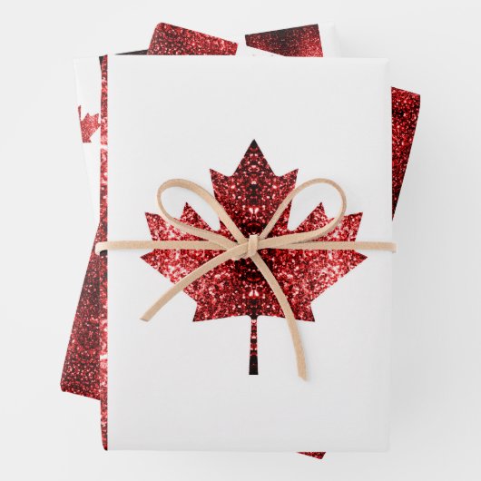 Kanada - rote Glitzern Geschenkpapier Set (Beispiel)