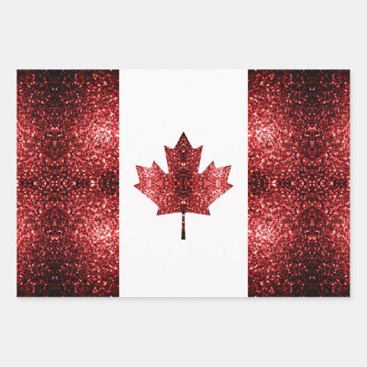 Kanada - rote Glitzern Geschenkpapier Set (Vorderseite)
