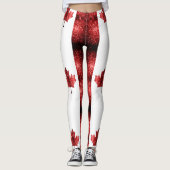 Kanada - rote Glitzern Leggings (Vorderseite)